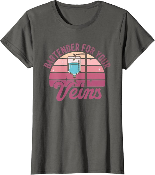 Bartender for Your Veins Intravenous Infusion Nurse IV Nurse , Women, Asphalt Grey, XX-Large