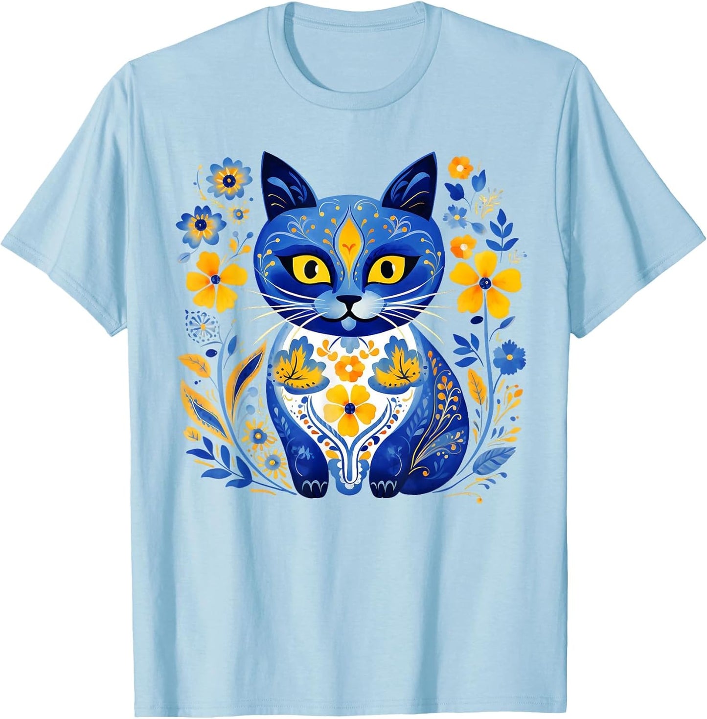 Ukraine Cat Floral Vintage Ukrainian Flag Vyshyvanka Style