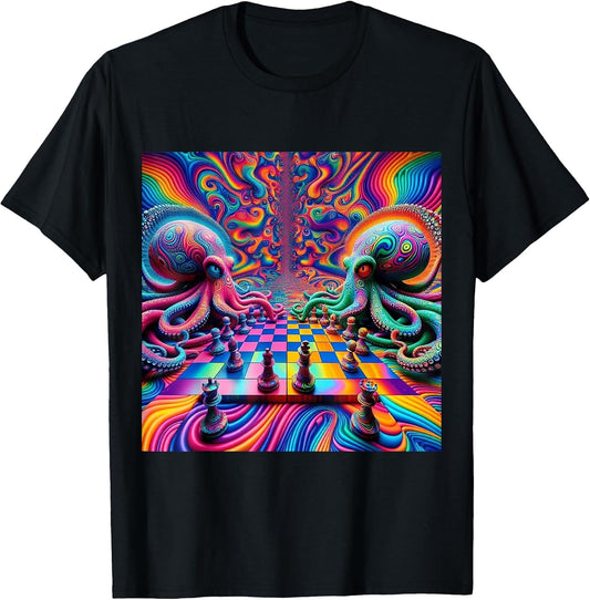 Trippy Octopus Alien Chess Battle EDM Music Rave Festival