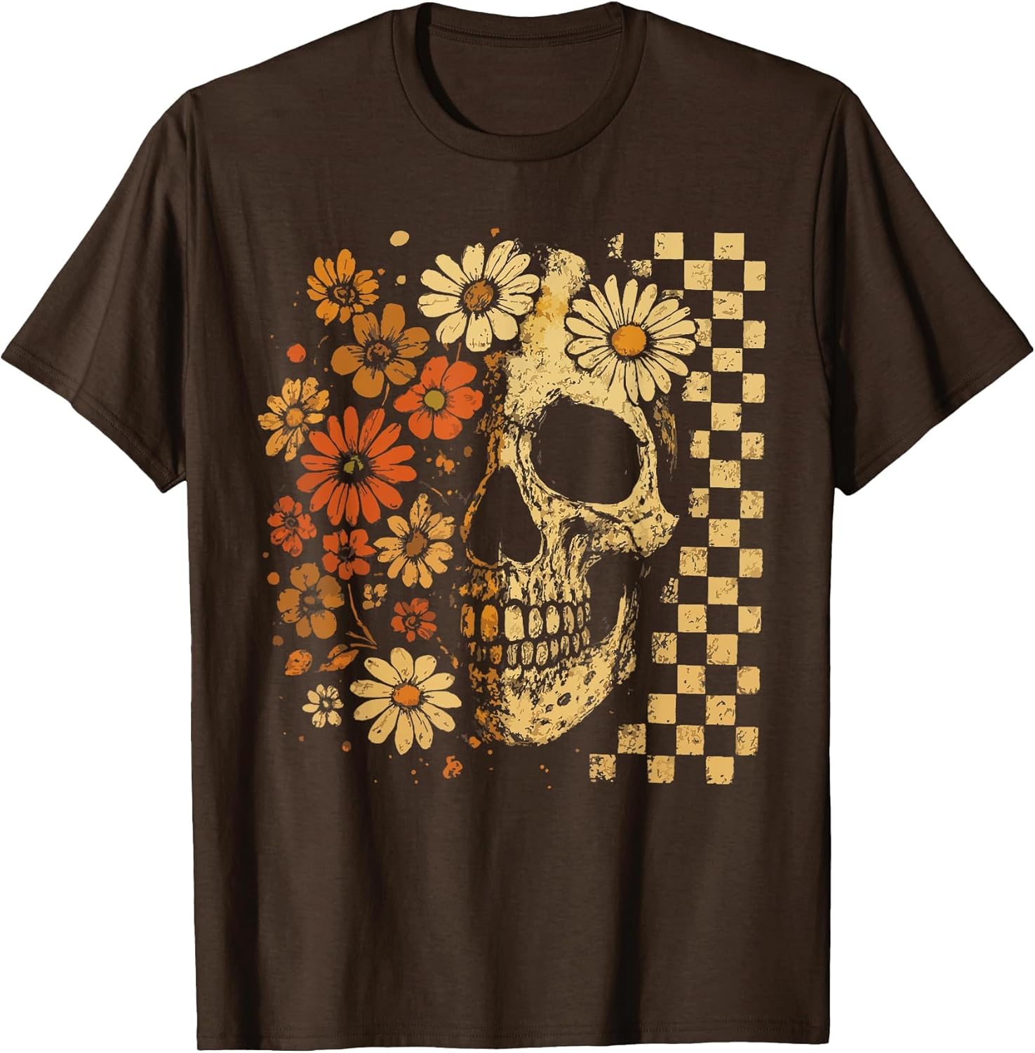 Floral Skull Grunge Retro Aesthetic Design