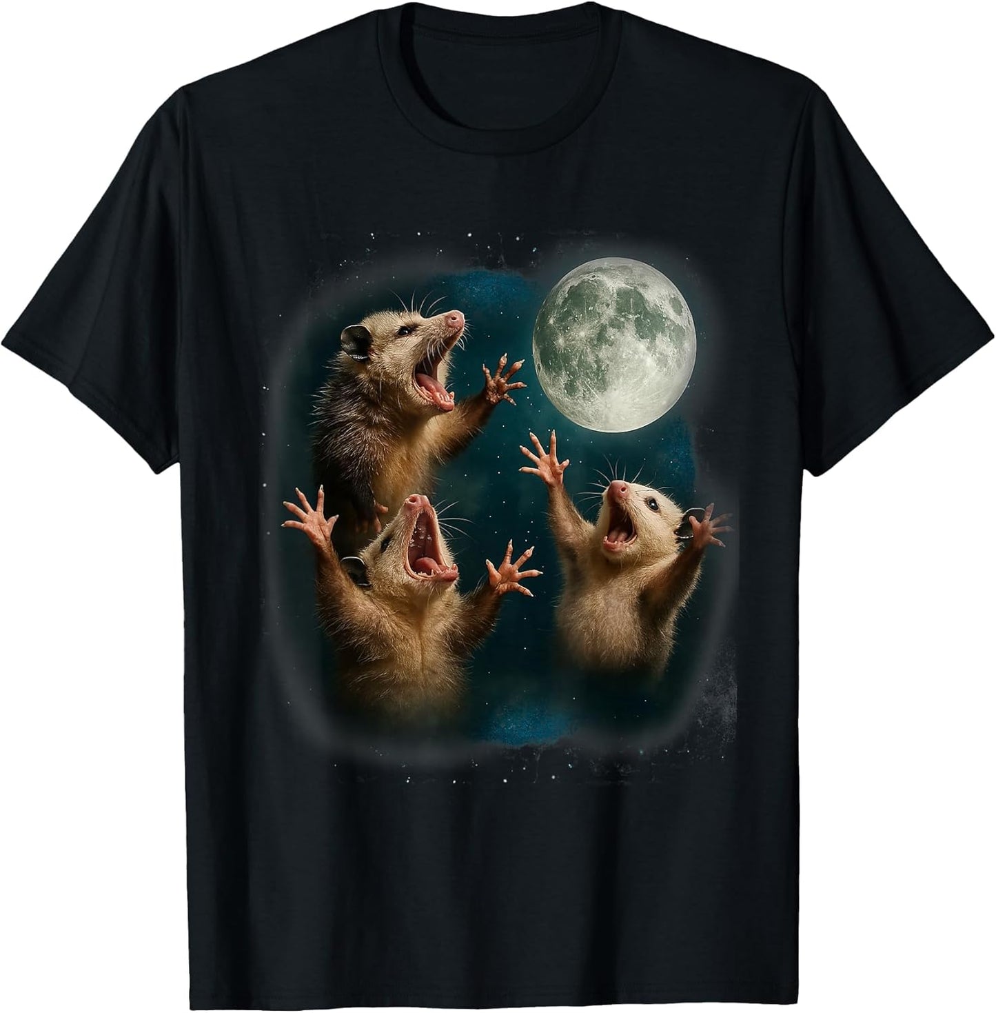 Three Possum Moon 3 Opossum Funny Weird Cursed Meme Cute
