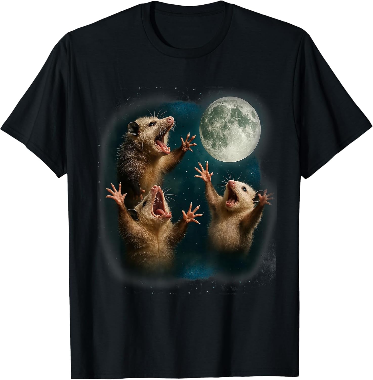 Three Possum Moon 3 Opossum Funny Weird Cursed Meme Cute