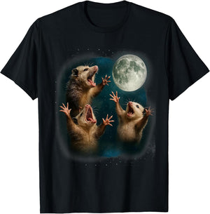 Three Possum Moon 3 Opossum Funny Weird Cursed Meme Cute