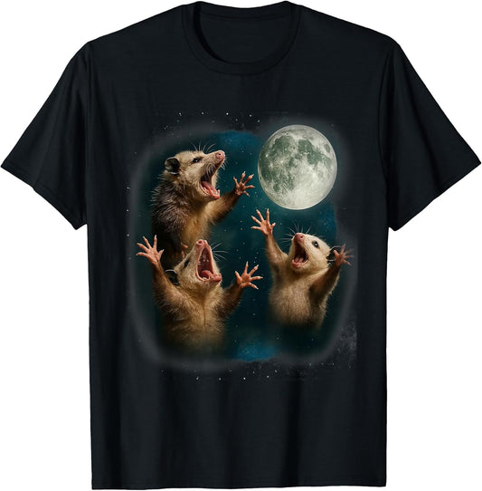 Three Possum Moon 3 Opossum Funny Weird Cursed Meme Cute