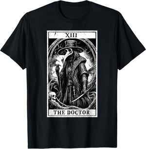 Tarot Card Plague Medical Doctor Magic Occult White on Black