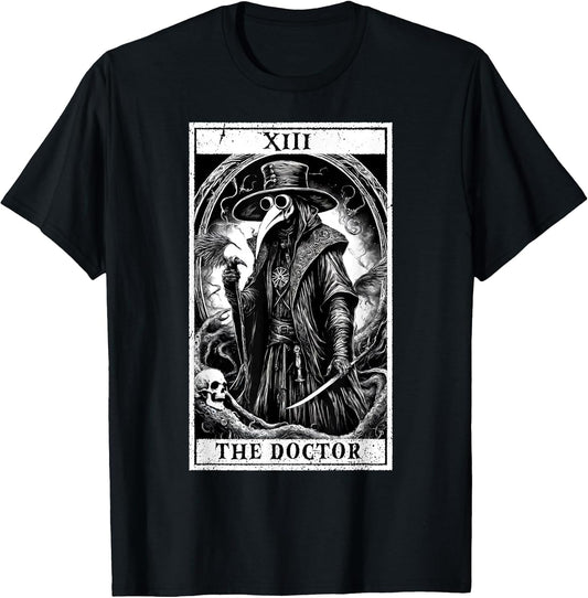 Tarot Card Plague Medical Doctor Magic Occult White on Black