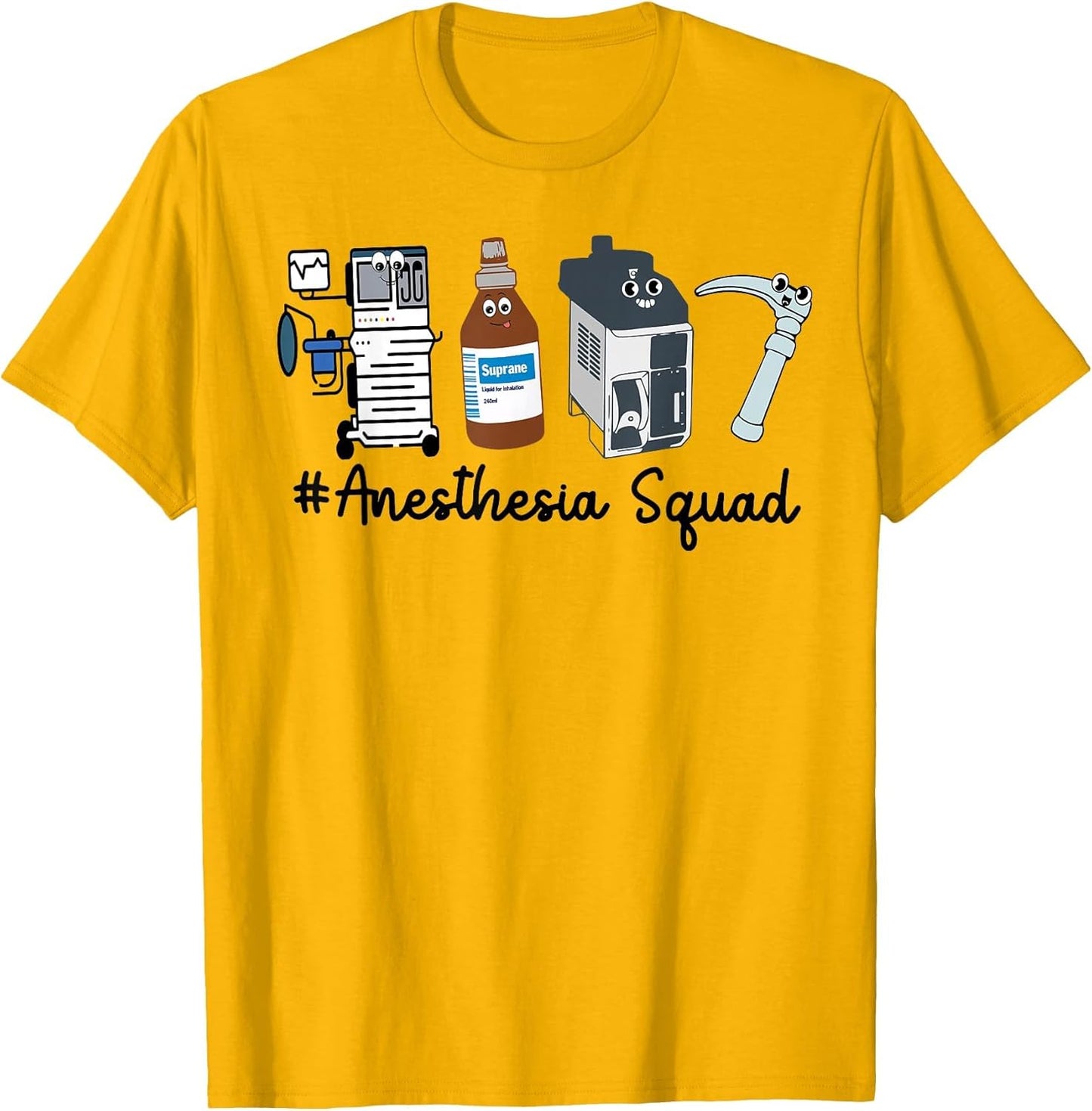 Funny Anesthesia Tech, Anesthesia Squad Goals CRNA Anesthesi , Men, Golden Yellow, Medium