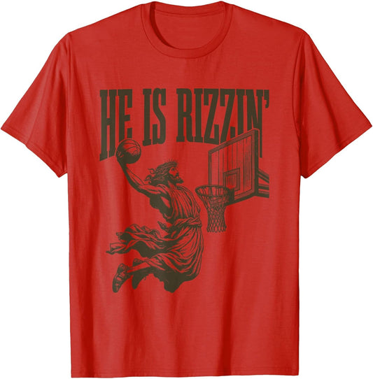 He is Rizzin Funny Basketball Retro Christian Religious