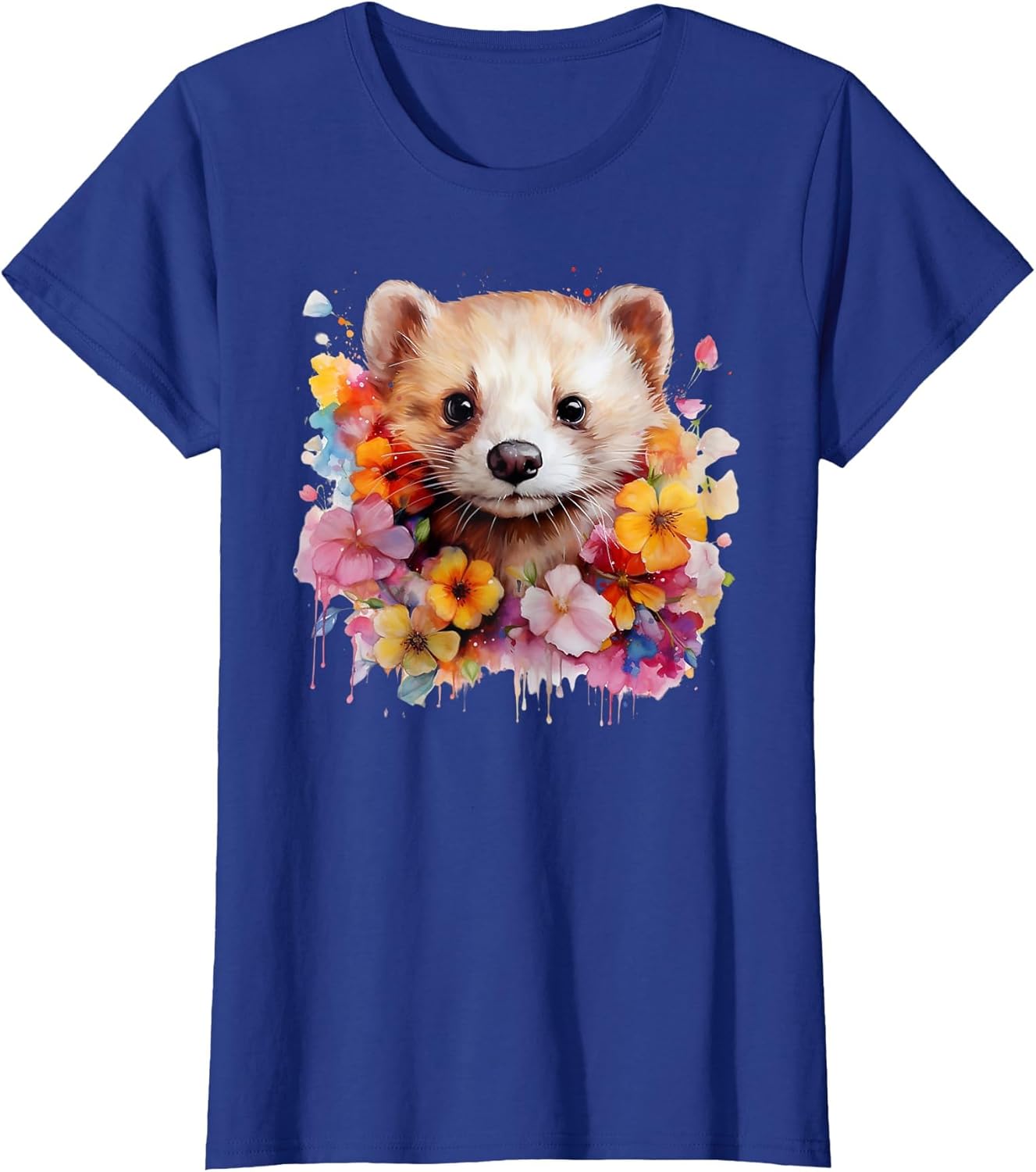 Pet Ferret Nature Portrait Artistic Watercolor Ferret Mom