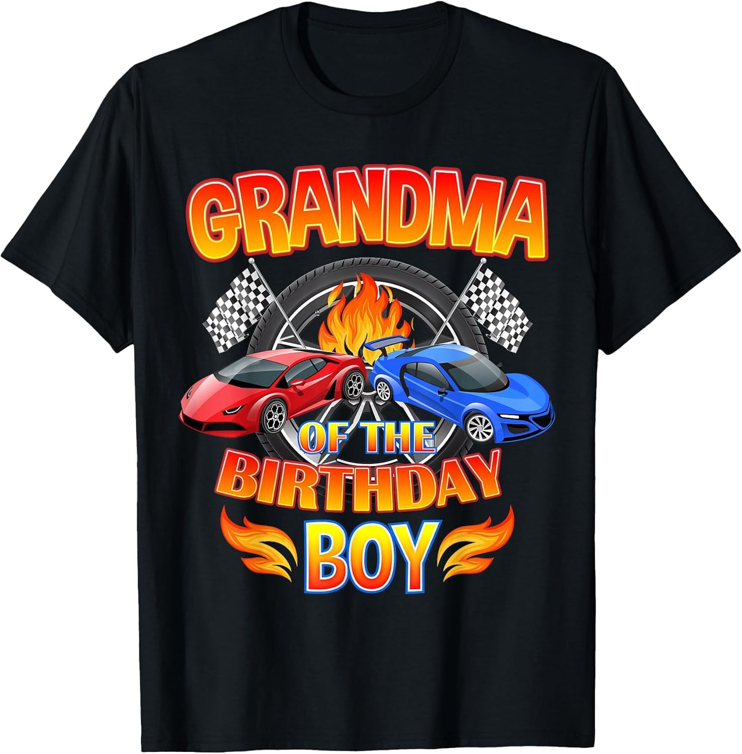 Grandma of The Birthday Boy Fire Race Supercar Party Black