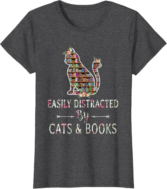 Cat Lover - Book Lover - Easily Distracted by Cat & Books