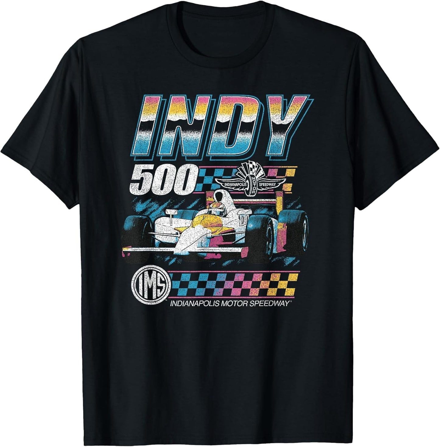 Indy 500 Indianapolis Motor Speedway Distressed Chrome Neon