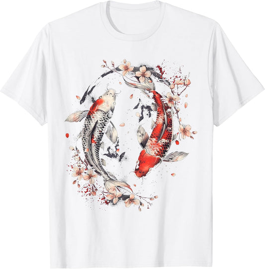 Cherry Blossom Koi Carp Fish Japanese Sakura Graphic Art