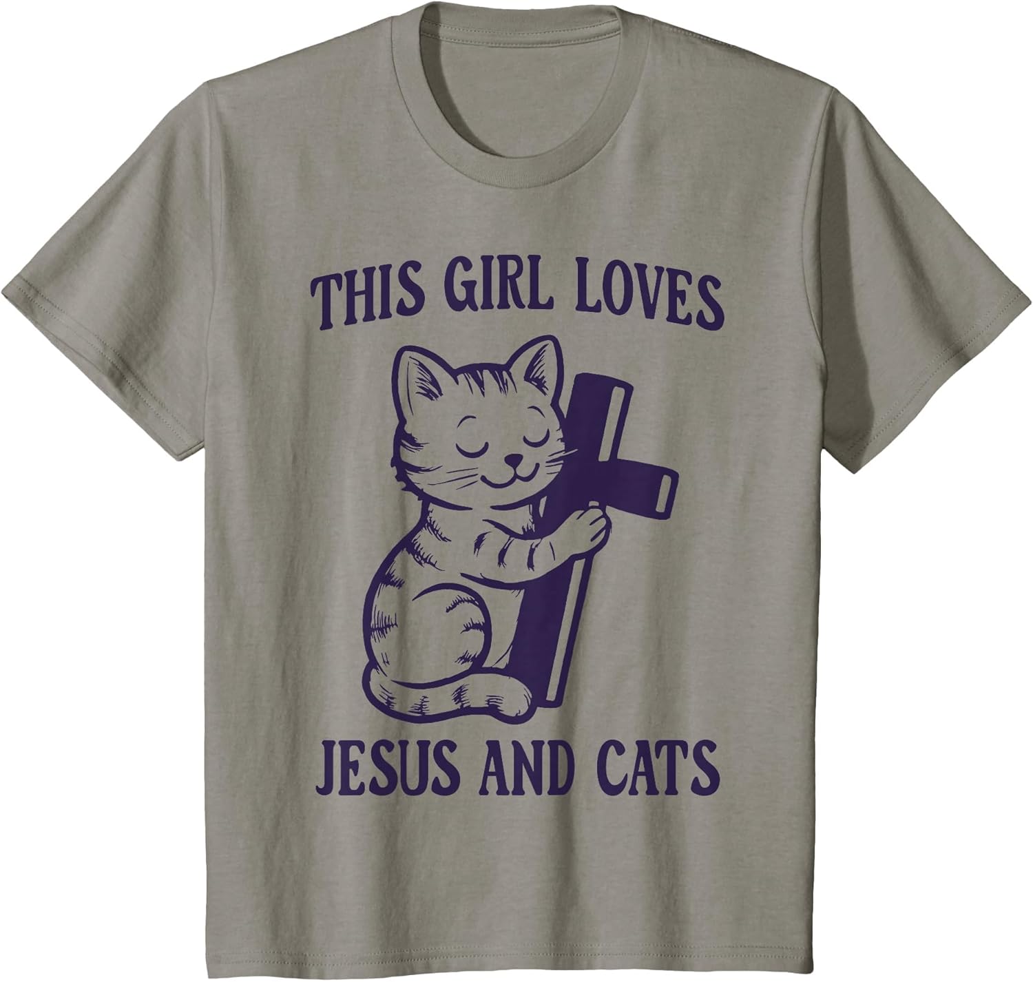 Christian This Girl Loves Jesus and Cats Cat Hugging Cross