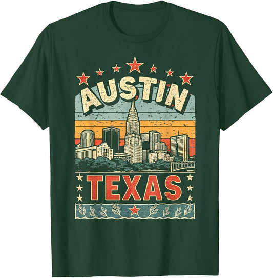 Austin Texas Skyline Retro Vintage Graphic Design City Love