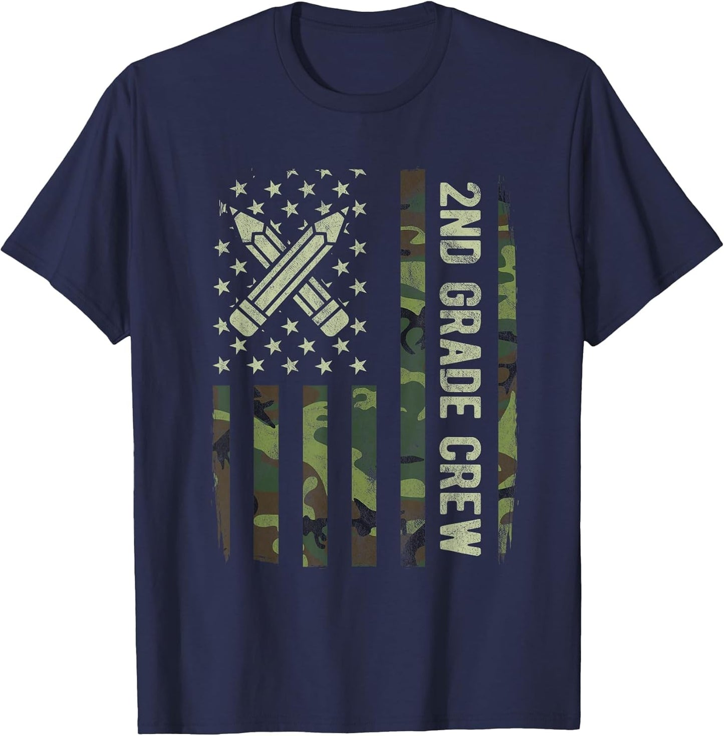 2nd Grade Crew Camo American Flag Back to School Boys