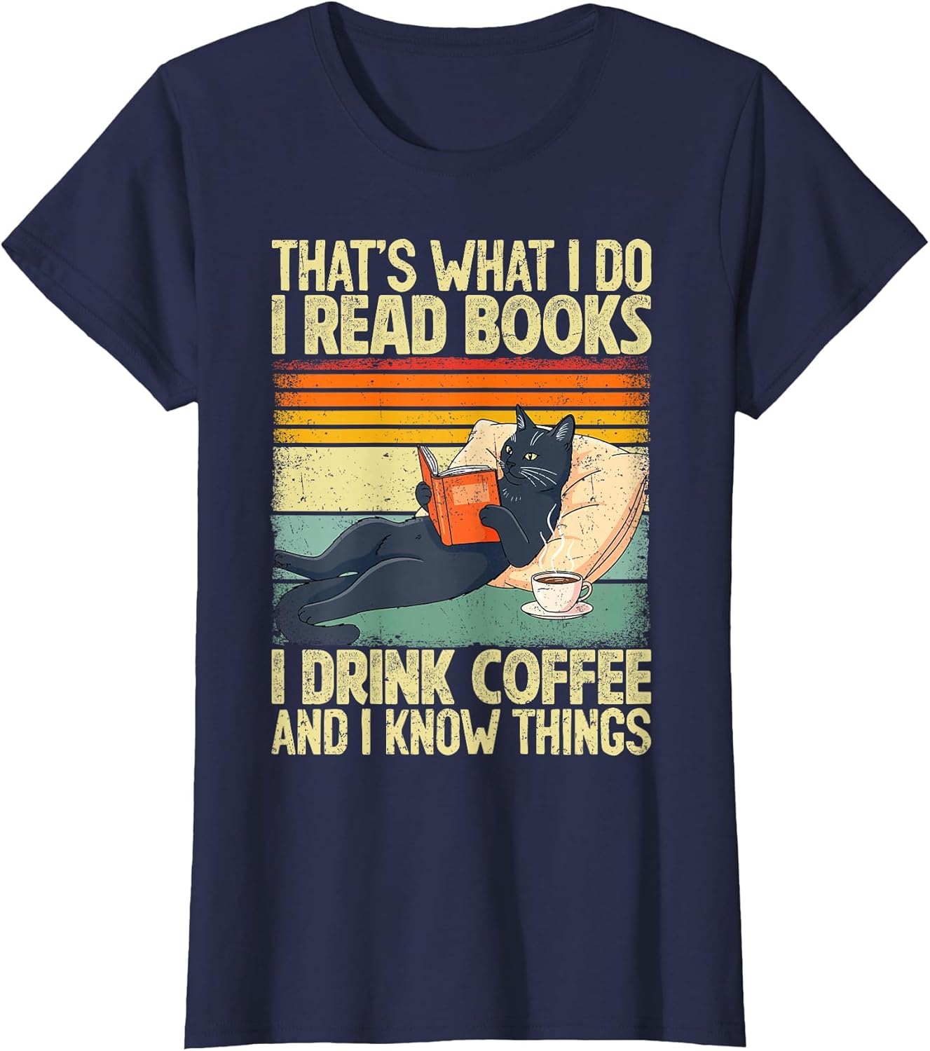 Cat Reading Book Lover Coffee Books Teacher Librarian Cat
