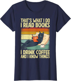Cat Reading Book Lover Coffee Books Teacher Librarian Cat