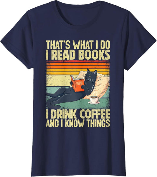 Cat Reading Book Lover Coffee Books Teacher Librarian Cat