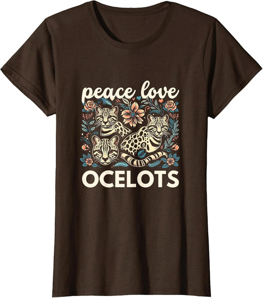 Ocelot Shirt Ocelot Lover Peace Love Ocelots