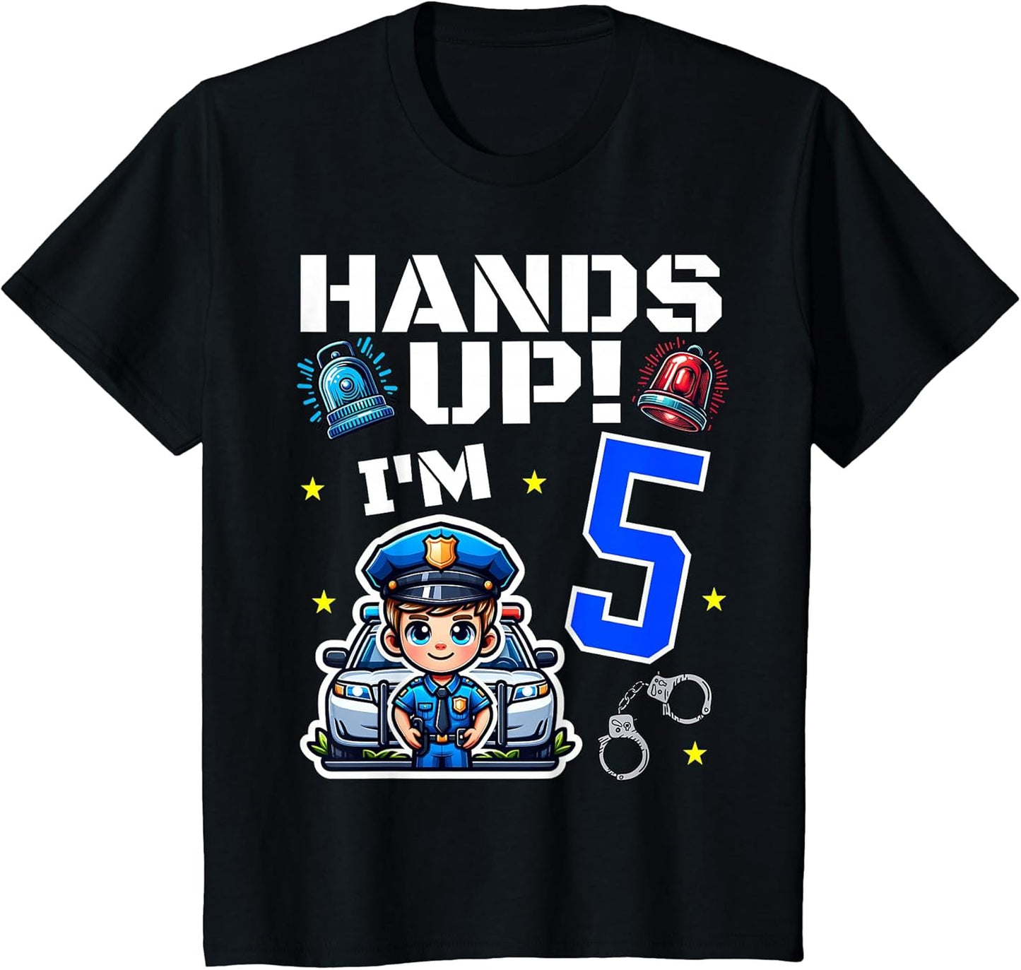 Kids 5th Birthday Boy Police Car Policeman 5 Years Old Officer