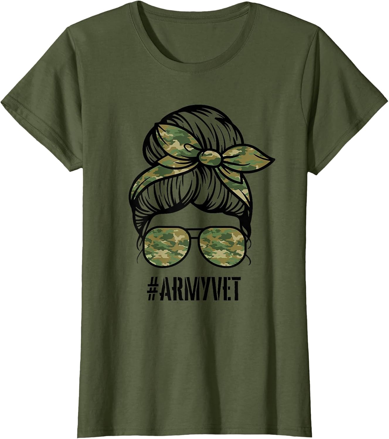 Army Vet Armyvet Messy bun Camouflage Women's Veteran