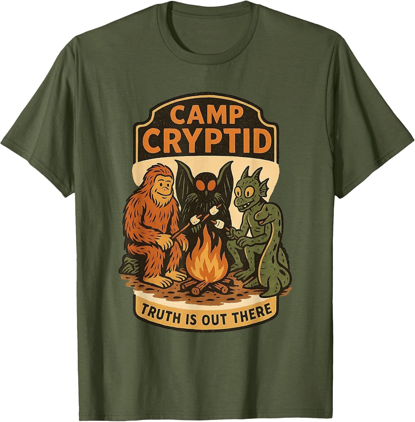 Funny Camp Cryptid Bigfoot Mothman Jackalope Retro Camping