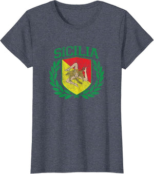 Sicily - Sicilia Flag and Shield Trinacria - Sicilian Flag