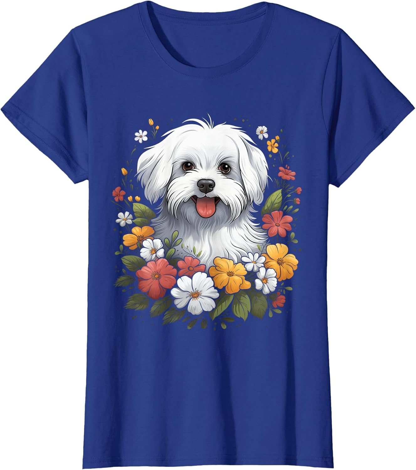 Maltese Mom Floral Dog Lover Vintage Flowers Cute