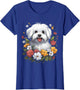 Maltese Mom Floral Dog Lover Vintage Flowers Cute