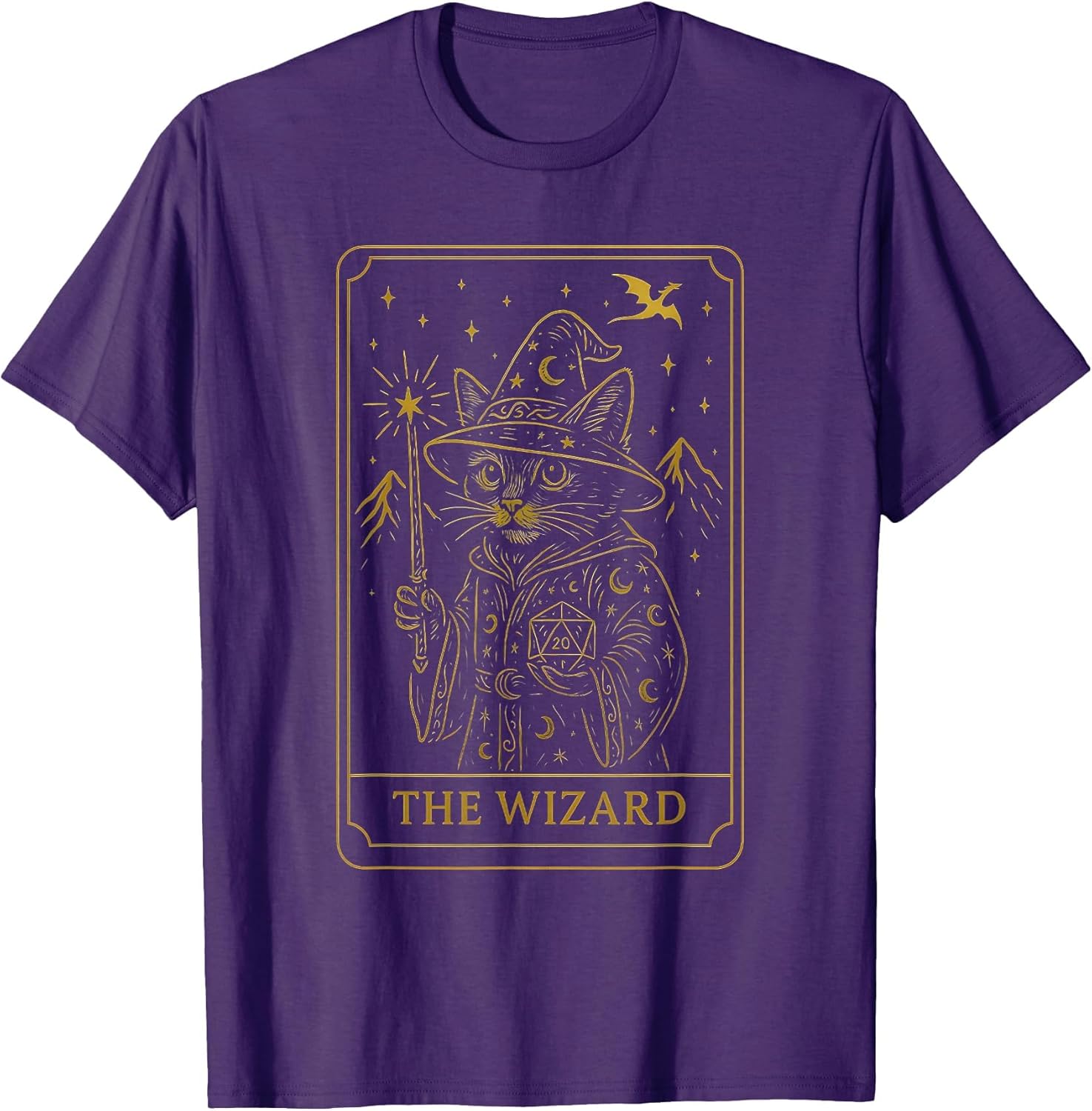 RPG Gamer Wizard D20 Dice Nerdy Geek Cat Men Women Kids