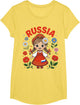 Cute Russia Girl Traditional Folk Dress and Flowers for Kids