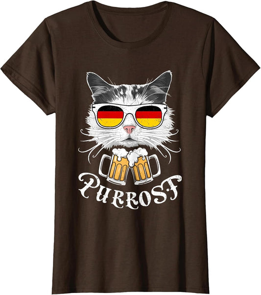 Funny Oktoberfest Cat Kitty Bavarian Drinking Beer Purrost