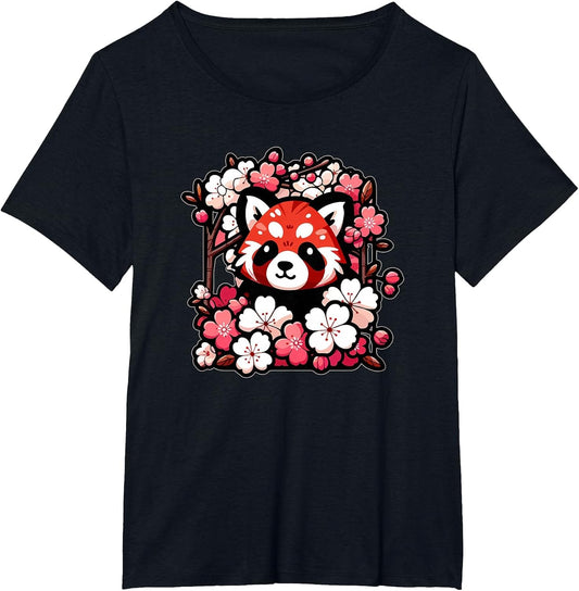 Kawaii Red Panda Japanese Cherry Blossoms Sakura Flower Art