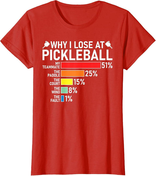 Why I Lose at Pickleball Funny Pickleball Player Humor Chart