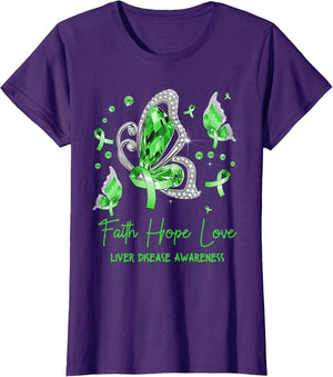 Faith Hope Love Butterfly Green Liver Disease Awareness