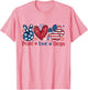 Peace Love Dog Cute Dog Paw Print American Flag 4th of July