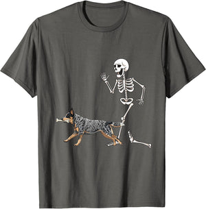 Funny Halloween Australian Cattle Dog and Skeleton