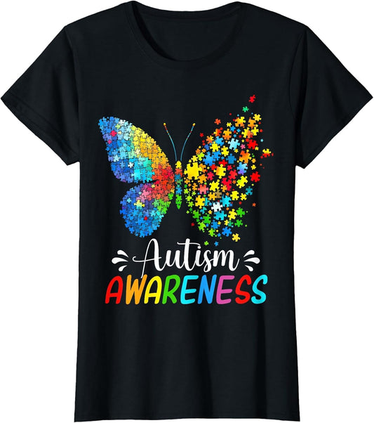 Autism Awareness Butterfly Cute Colorful Rainbow Women Girls