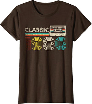 Classic 1986 Vintage 1986 Cassette Tape Men Women Birthday