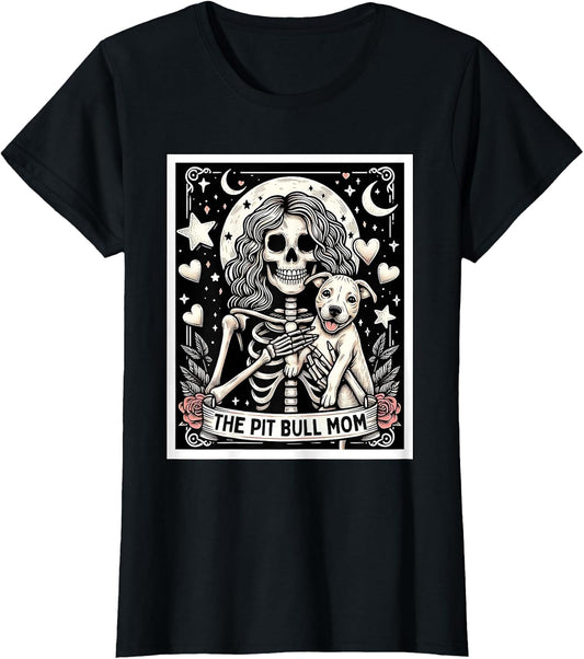 Pitbull Mom Tarot Card Cute Skeleton Pittie Mom Women Girls