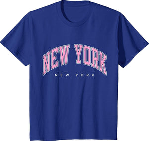 New York New York NY Varsity Style Pink Text