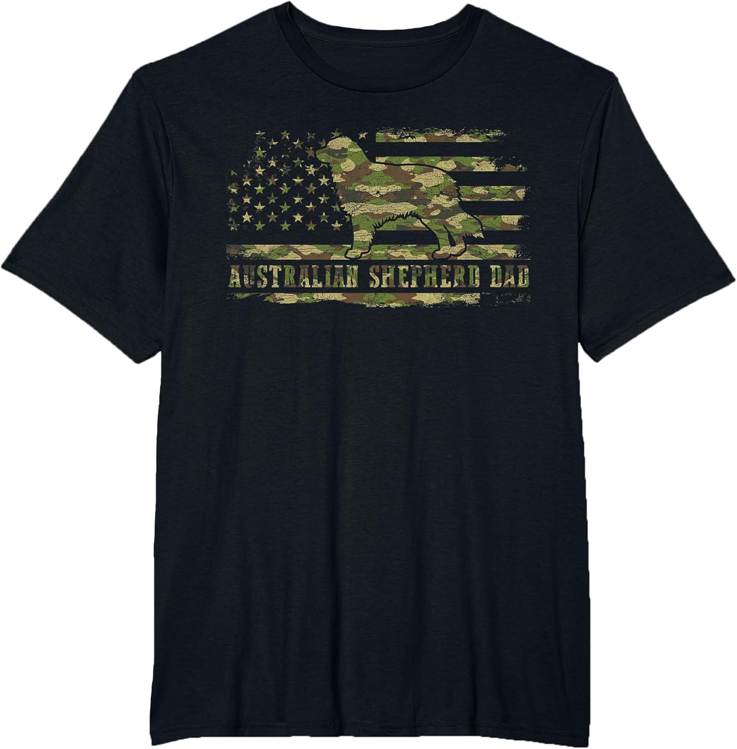 Australian Shepherd Dad Camo American Flag Patriotic Dog