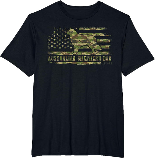 Australian Shepherd Dad Camo American Flag Patriotic Dog