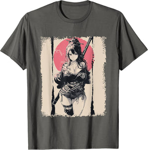 Sexy Anime Girl Japanese Samurai Red Sun