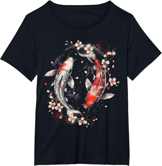 Cherry Blossom Koi Carp Fish Japanese Sakura Graphic Art