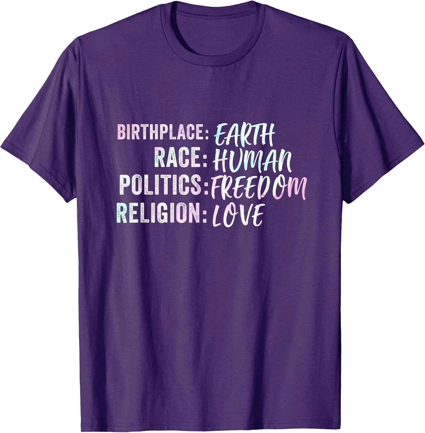 Birthplace Earth Race Human Politics Freedom Religion Love