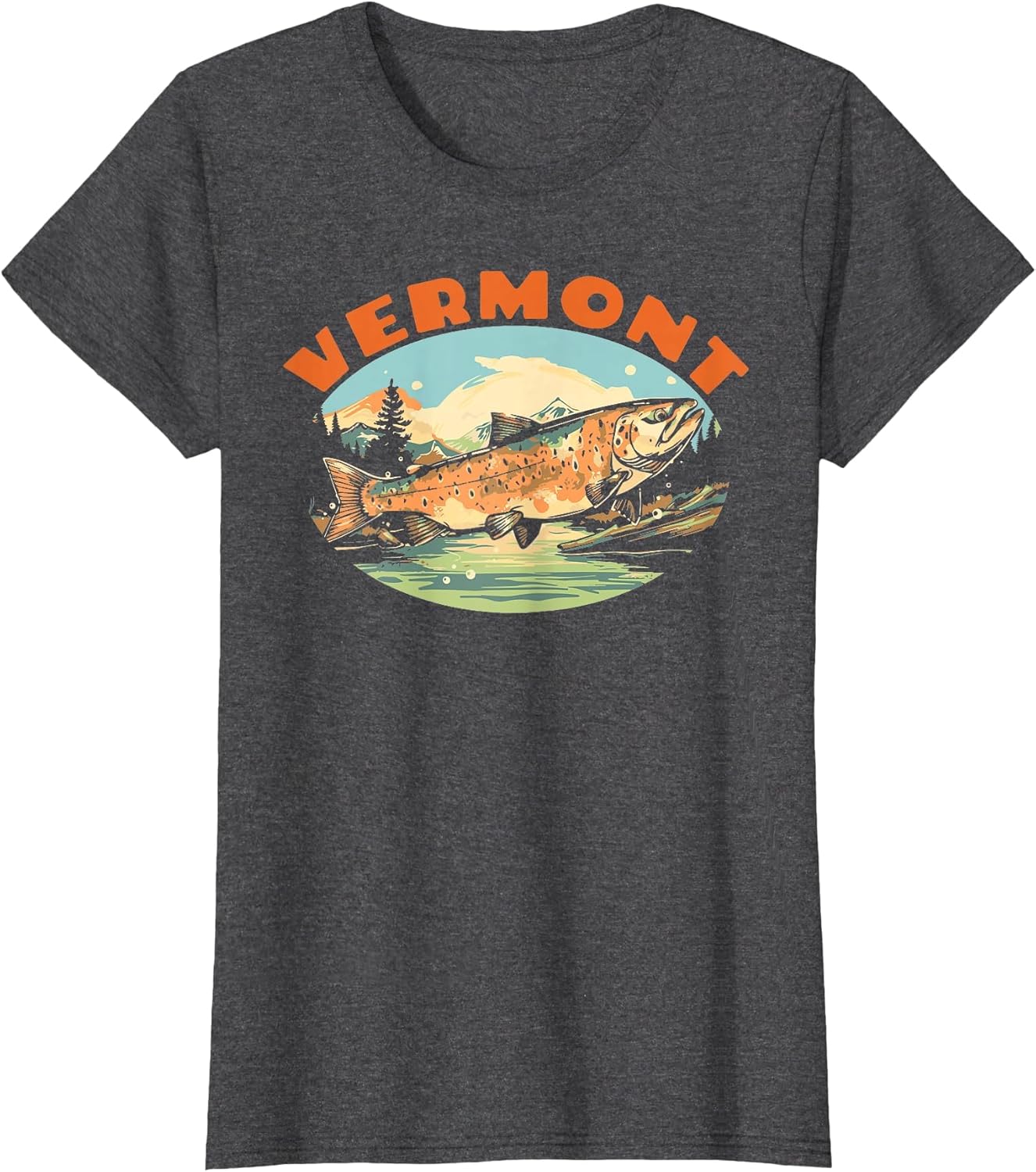 Vermont Trout Fly Fishing Vintage Nature Angler Graphic