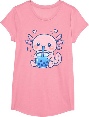 Kawaii Axolotl Drinking Boba Tea Cute Bubble Tea