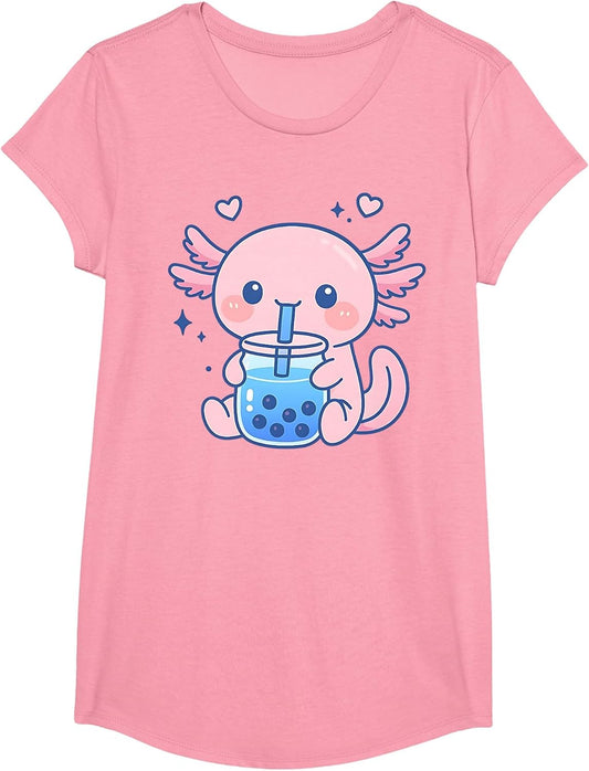 Kawaii Axolotl Drinking Boba Tea Cute Bubble Tea